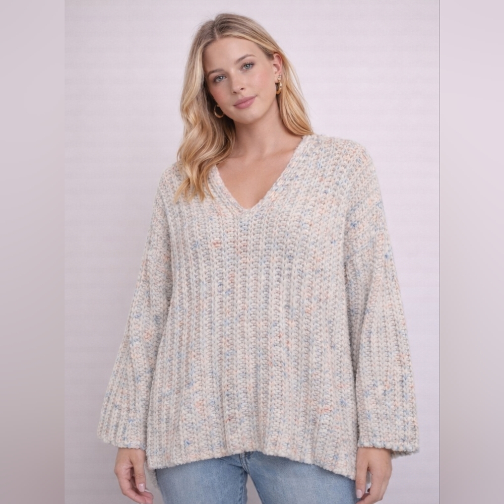 POL Chunky Knit V-Neck Oversized Sweater – Ultra Soft - NEW